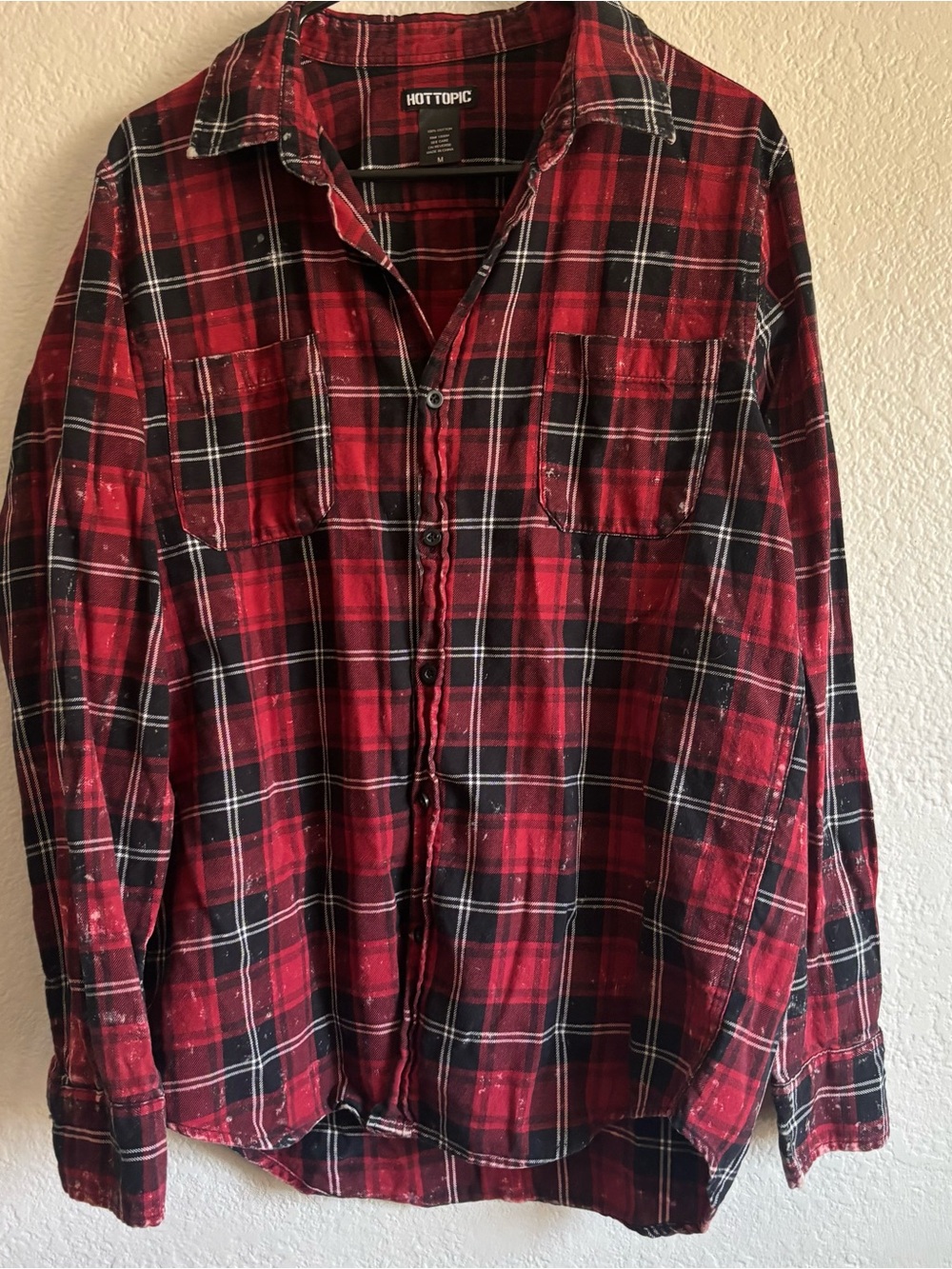 Hot Topic Red and Black Plaid Button-Down Shirt - Picture 5 of 5